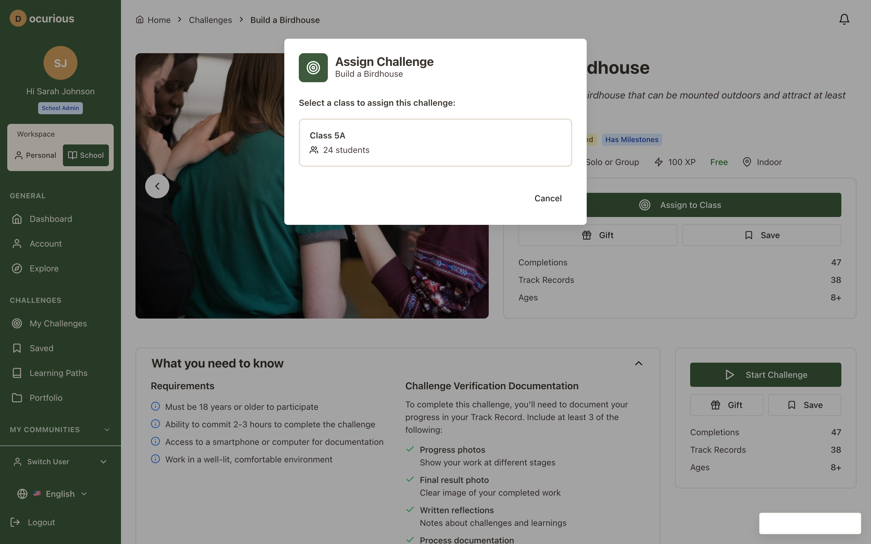 Assign Challenge modal